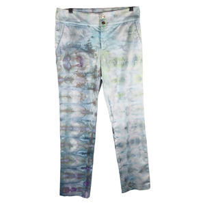 Chaps‎ Size 4 Pants Spring Storm Tie Dye Handmade Blue Gray Straight Leg 216